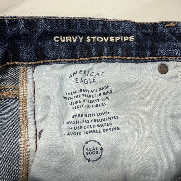 American Eagle Curvy Stovepipe Women’s 6 Long Medium Wash Blue Stretch Denim - Picture 8 of 11